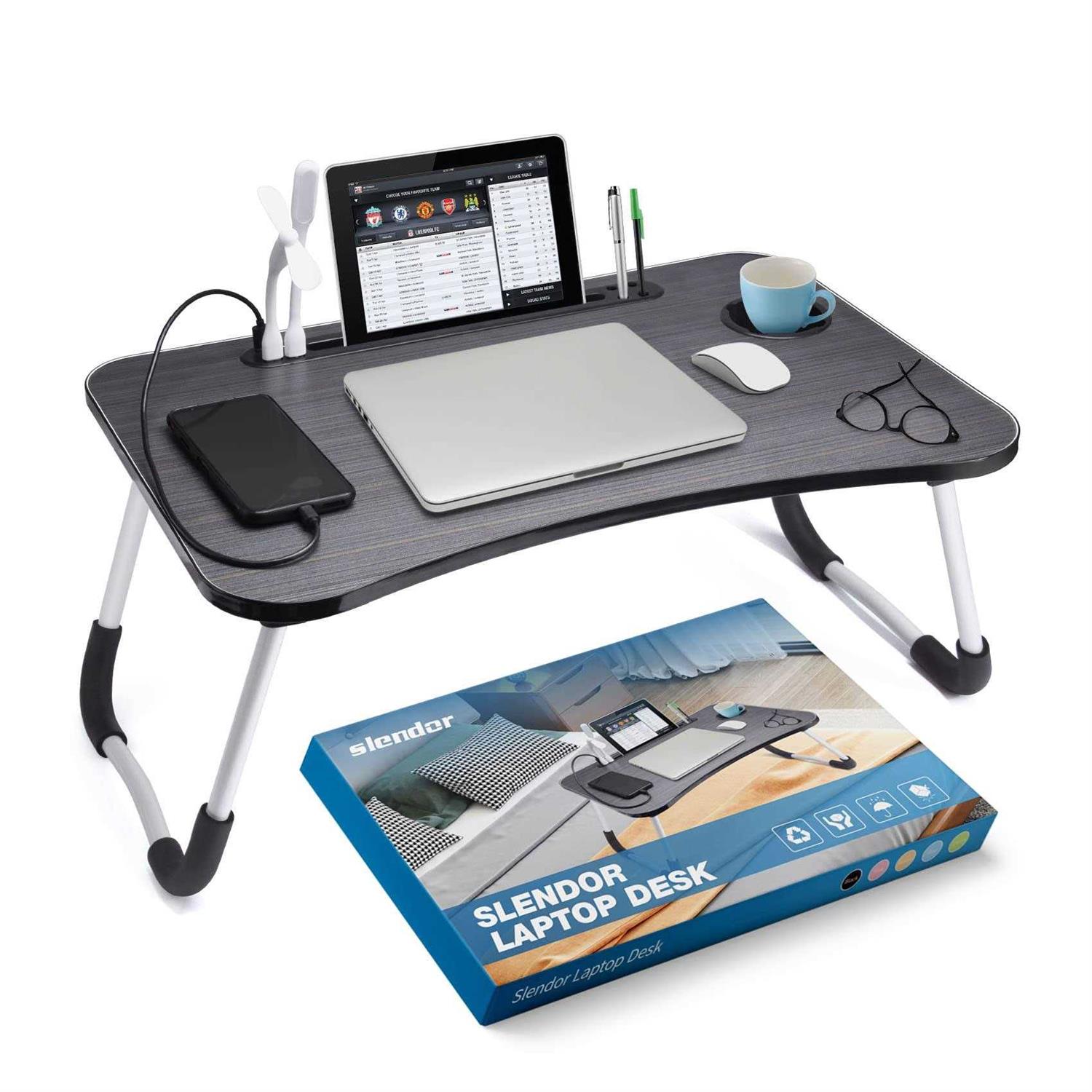 Slendor Laptop Desk Laptop Bed Stand Foldable Laptop Table Folding Breakfast Tray Portable Lap Standing Desk Reading and Writing Holder with Drawer