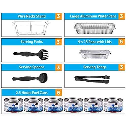 Disposable Chafing Dish Buffet Set Food Warmers for Parties Complete 33 Pcs of Chafing Servers with Covers