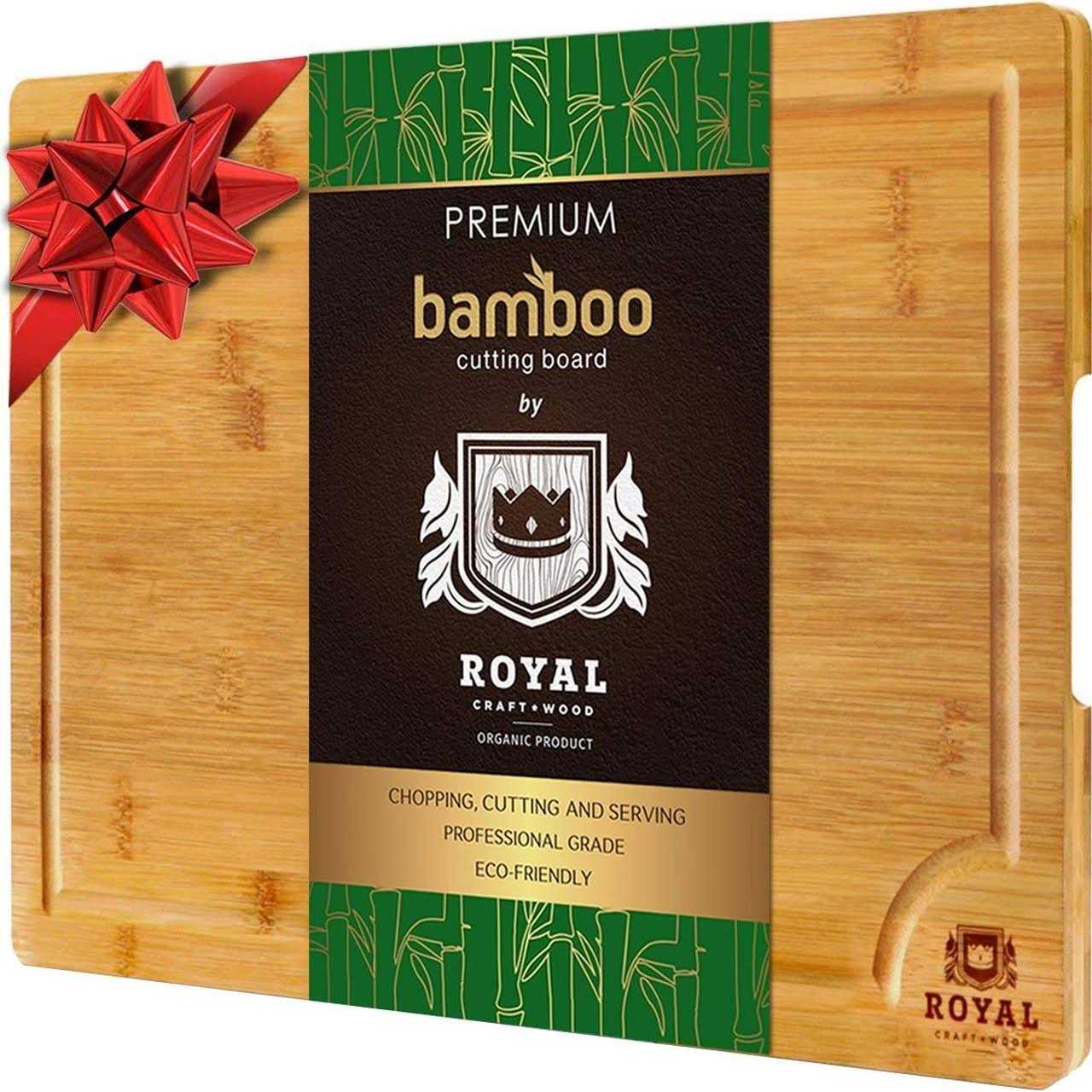 Royal Craft Wood Extra Large Organic Bamboo Cutting Board with Juice Groove