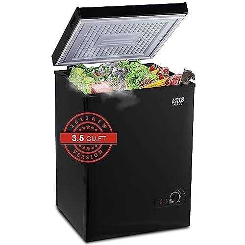 Krib Bling Chest Freezer 3.5 Cu.Ft Mini 7 Gears Temperature Control Compact Deep Freezer with Top Open Door and Removable Storage Basket