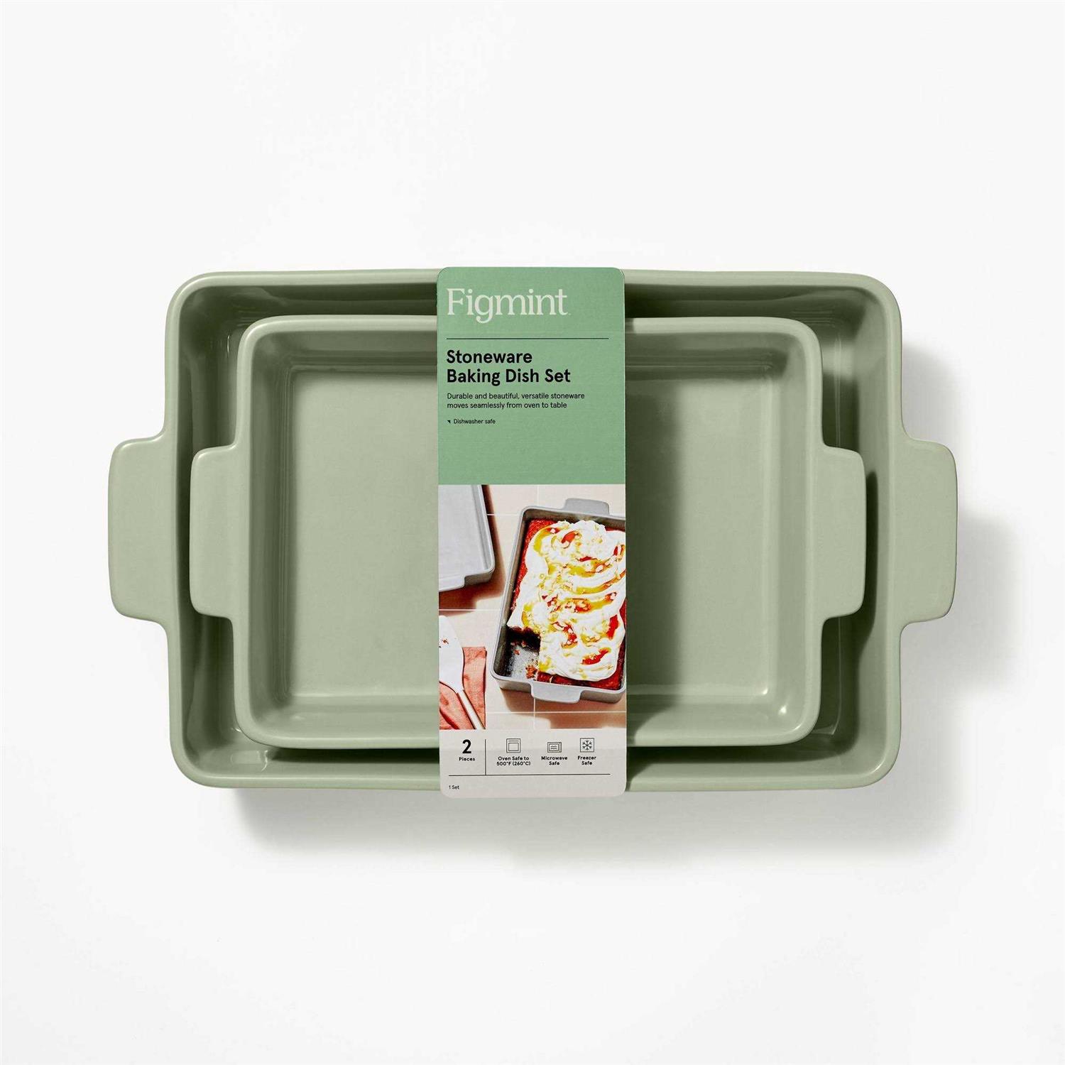 Figmint 2pc Stoneware Rectangle Baking Dish Set