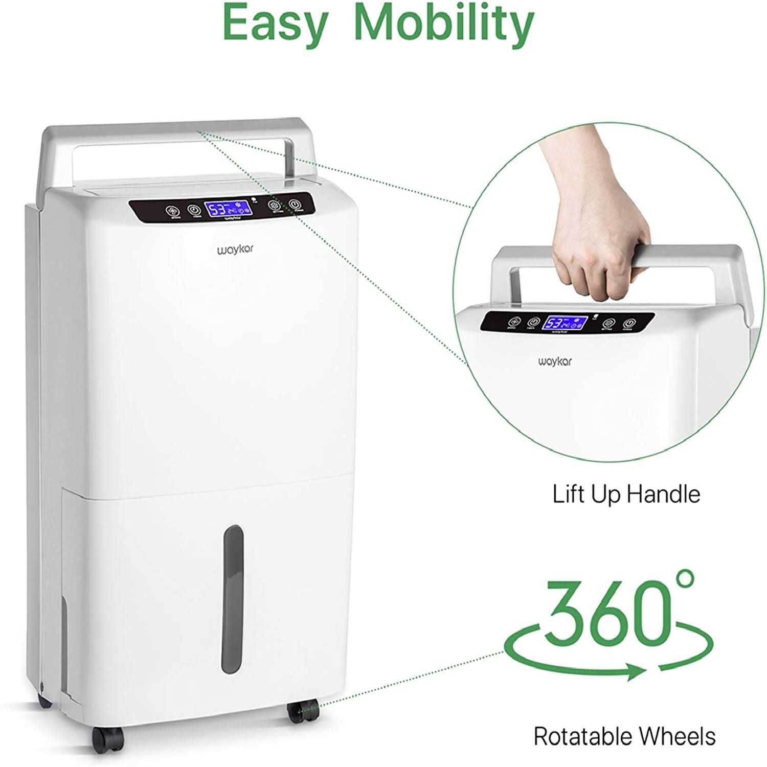 Waykar 2000 Sq. Ft Dehumidifier for Home and Basements with Auto or Manual Drainage