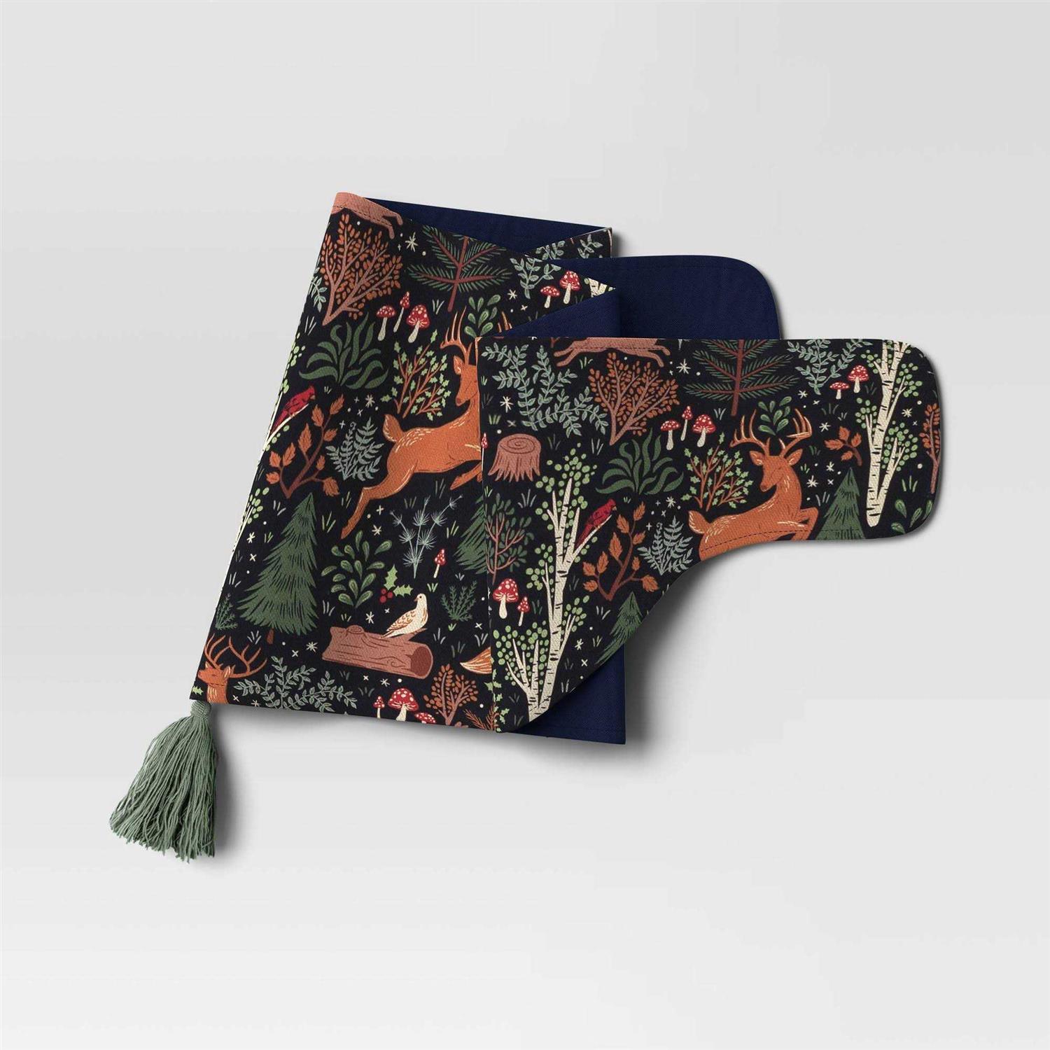 60 Woodland Animals Fabric Christmas Mantle Scarf Green – Wondershop