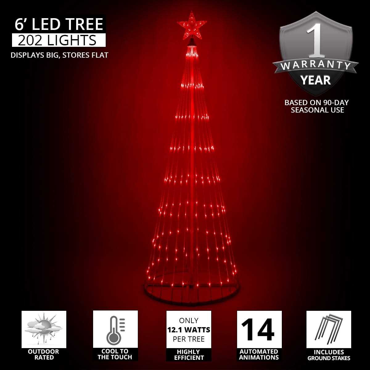 Wintergreen Lighting 14-Function LED Light Show Cone Christmas Tree