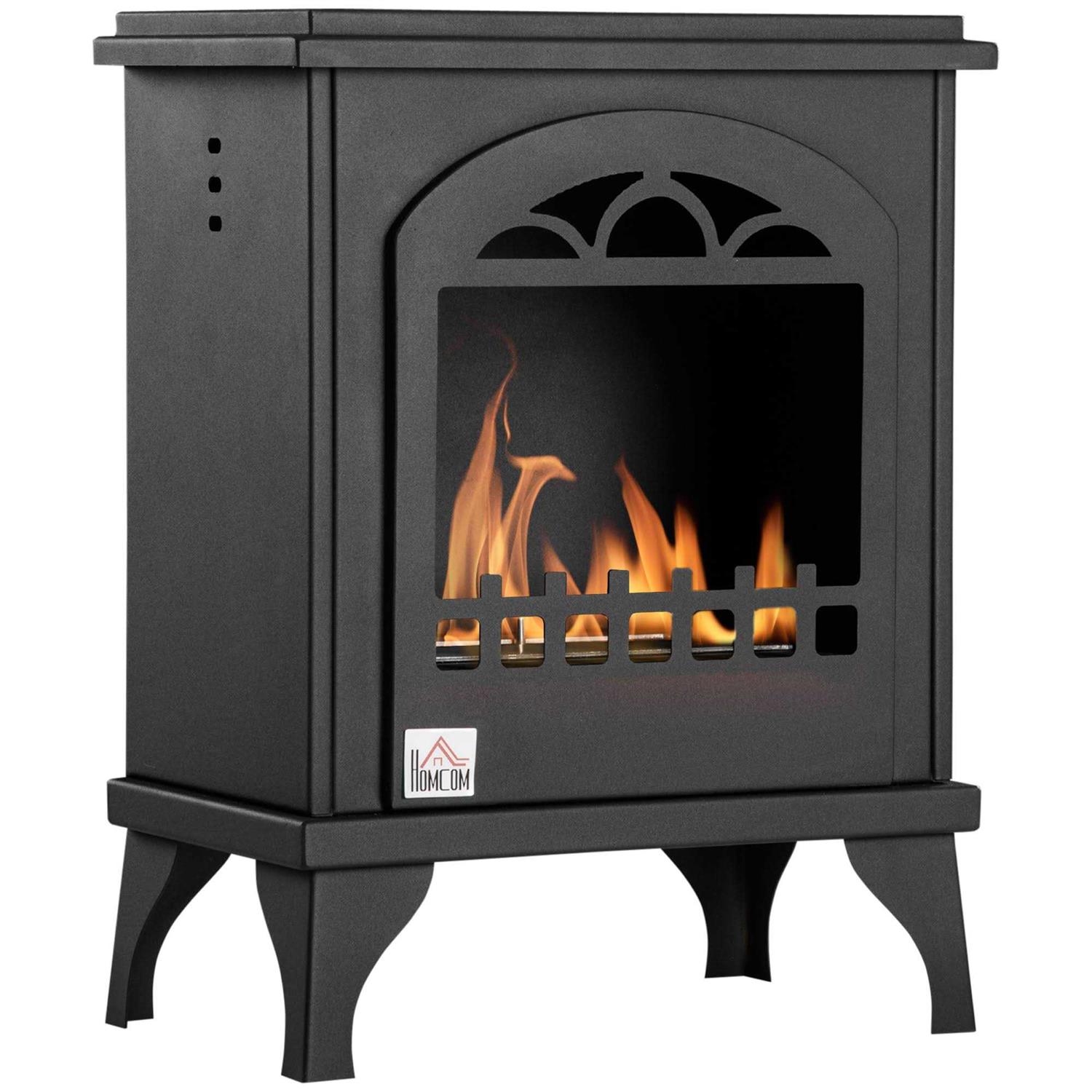HOMCOM Ethanol Fireplace 9.75 Freestanding Stove Heater 0.4 Gal Max 470 Sq. Ft
