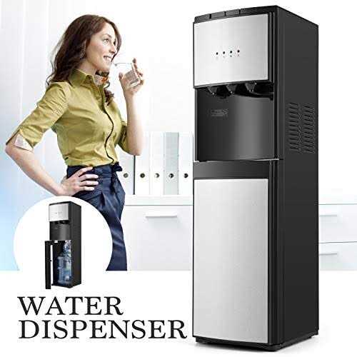 COSVALVE 5 Gallon Water Dispenser Bottom Loading Hot Cold Water Cooler Stainless 3 Temperature Spouts