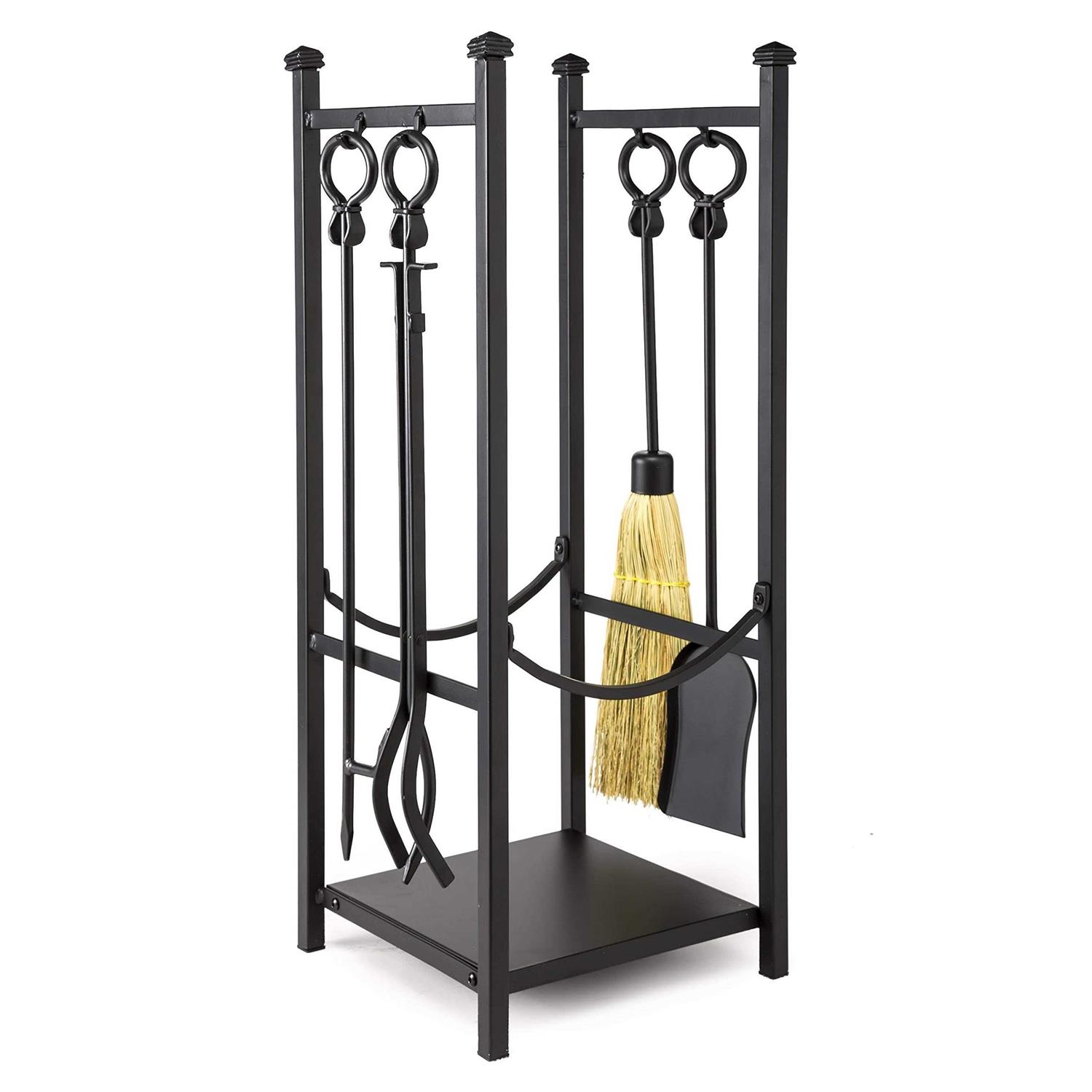 Plow & Hearth All-in-One Wood Rack with Fireplace Tool Set