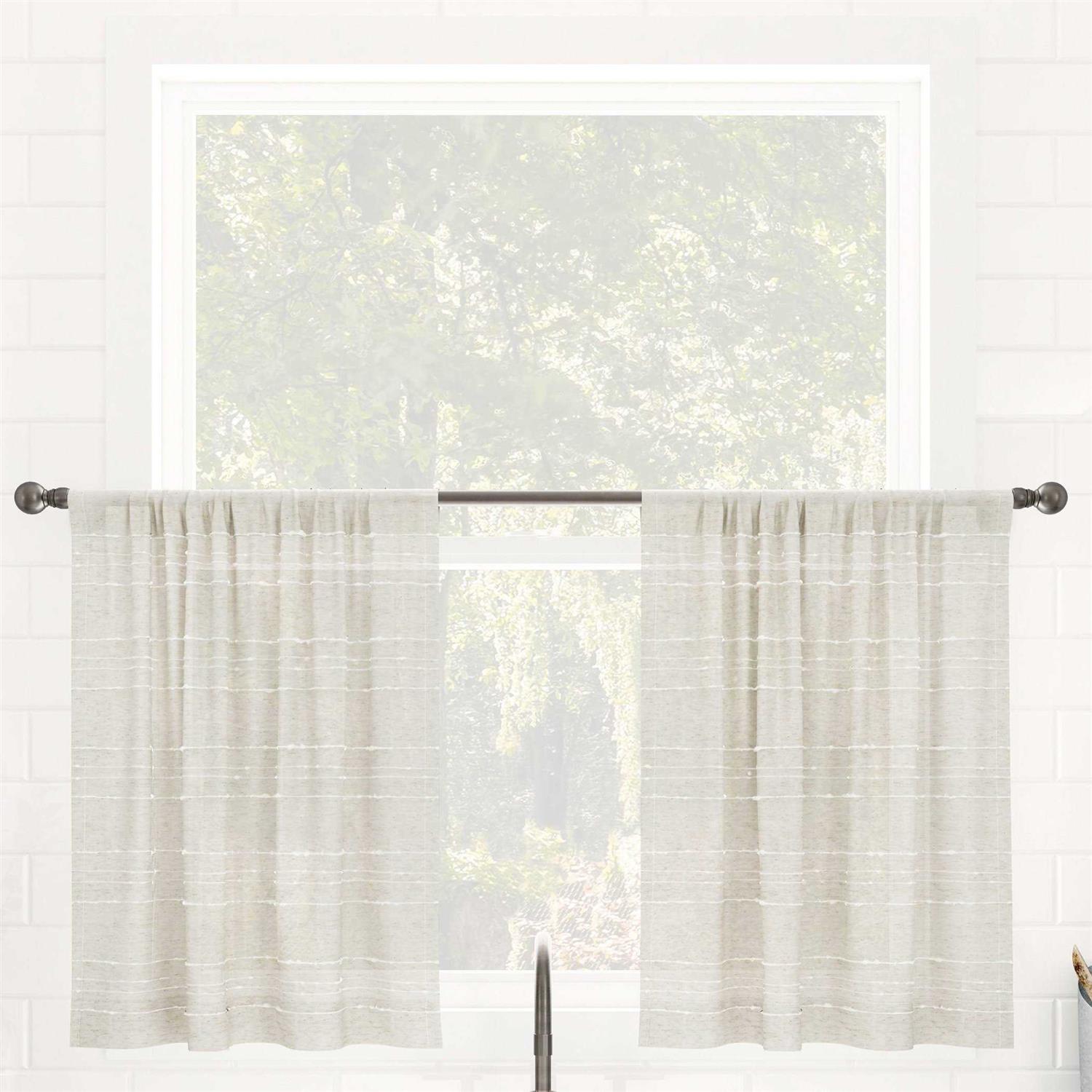 Clean Window Textured Slub Stripe Anti-Dust Curtain