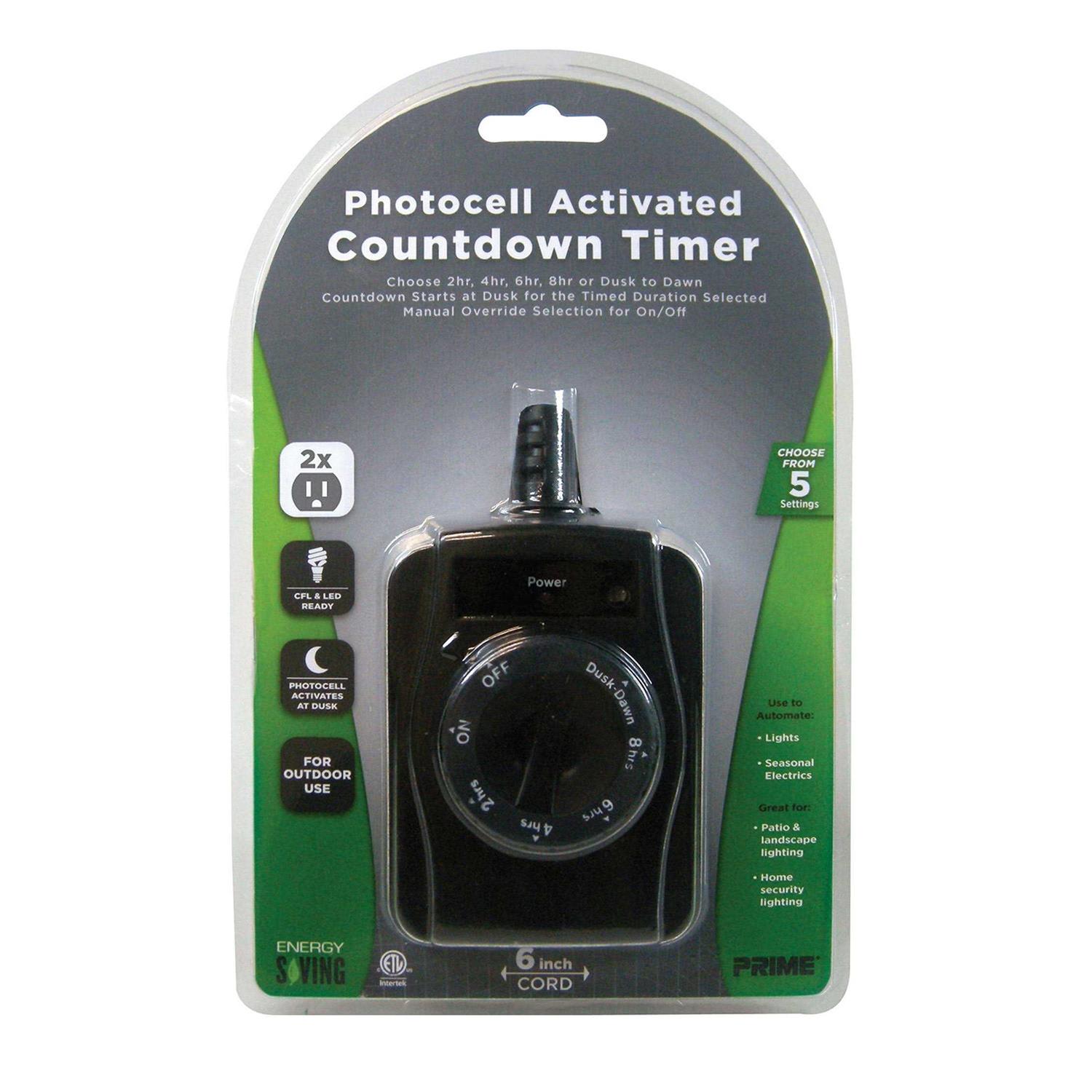 Prime Wire 2-Outlet Outdoor Countdown Timer with Photosensor