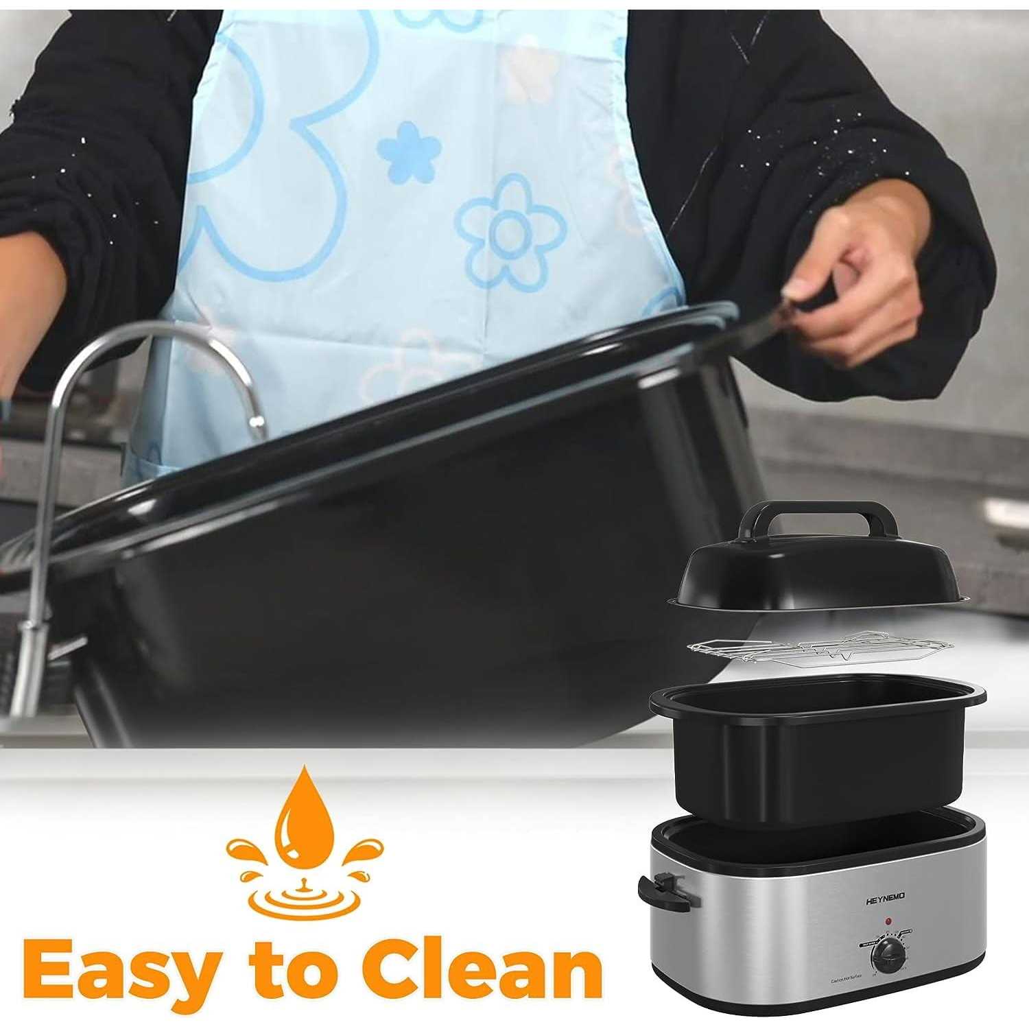 Superjoe 26 Quart Electric Roaster Oven Stainless Steel Turkey Roaster Oven Buffet with Self-Basting Lid Removable Pan