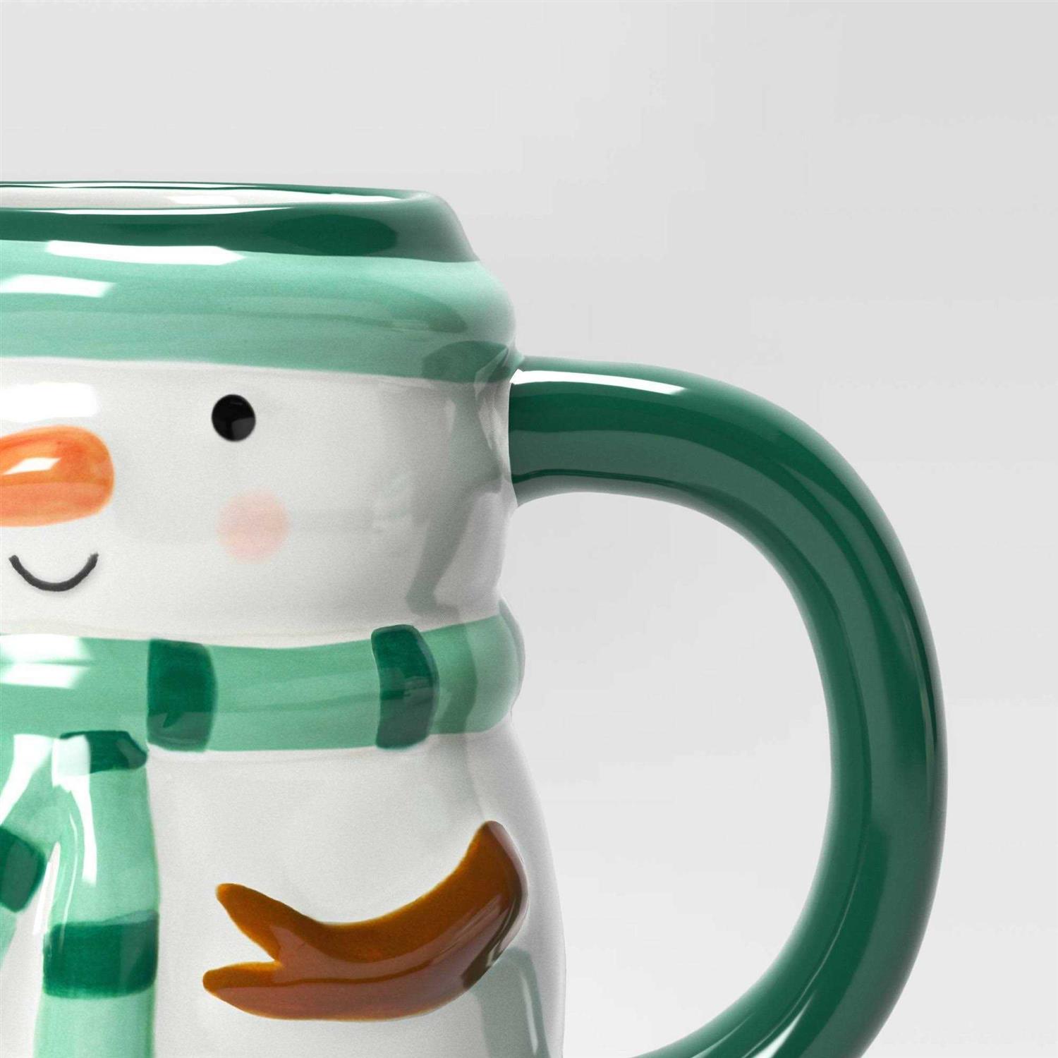 Wondershop Christmas Earthenware Snowman Mug White