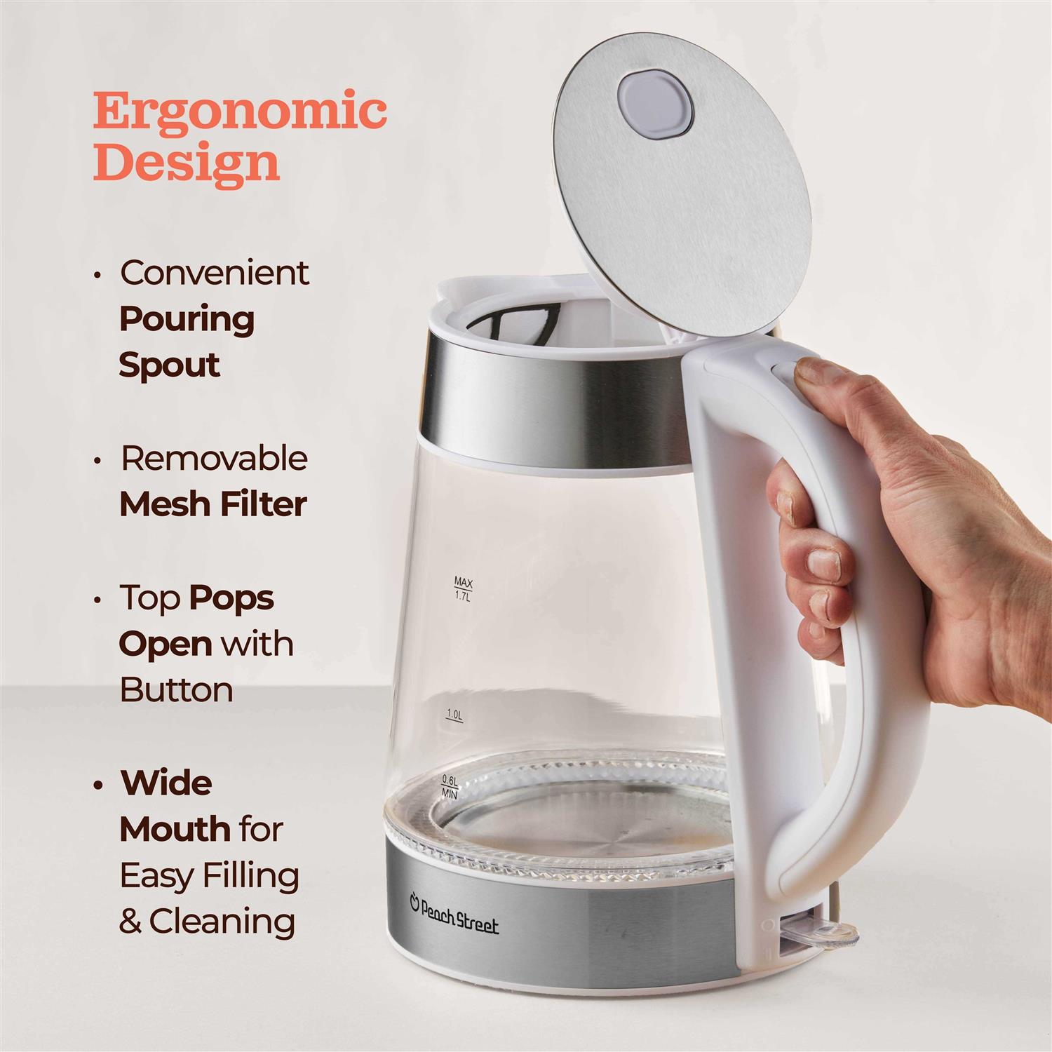 Speed-boil Water Electric Kettle 1.7l 1500w Coffee Tea Kettle Borosilicate Glass