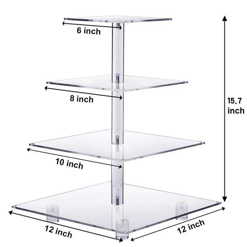 YestBuy 4 Tier Cupcake Stand Acrylic Tower Display with LED Light Premium Holder Dessert Tree Tower for Birthday Cady Bar Décor Weddings