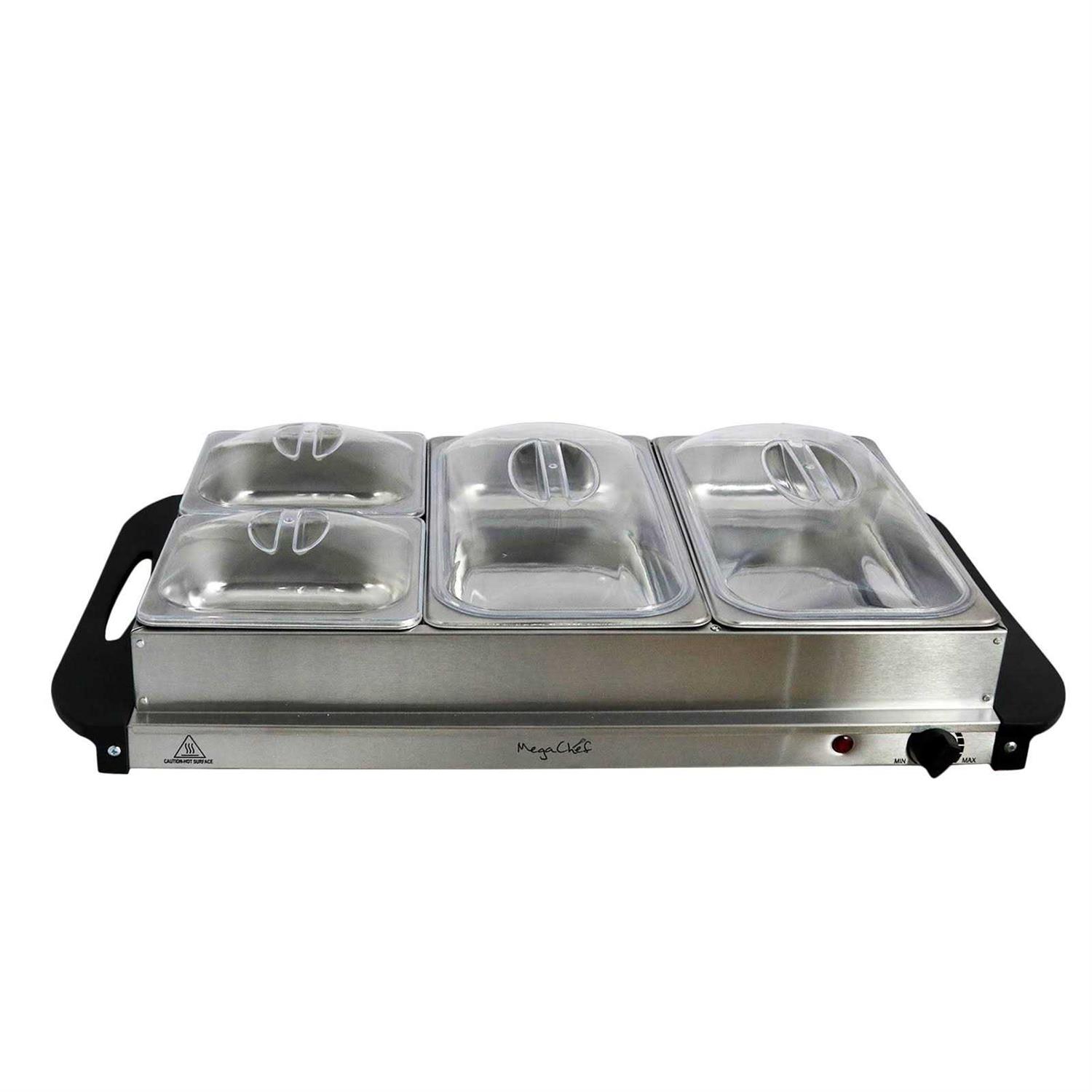 MegaChef Buffet Server & Food Warmer With 3 Sectional Trays