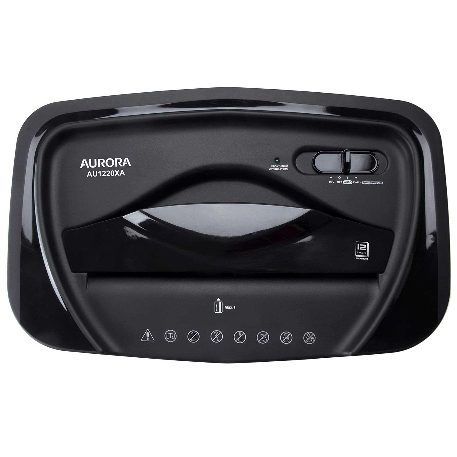 Aurora AU1220XA 12 Sheet Crosscut Paper and Credit Card Shredder with 5.2 Gal Wastebasket