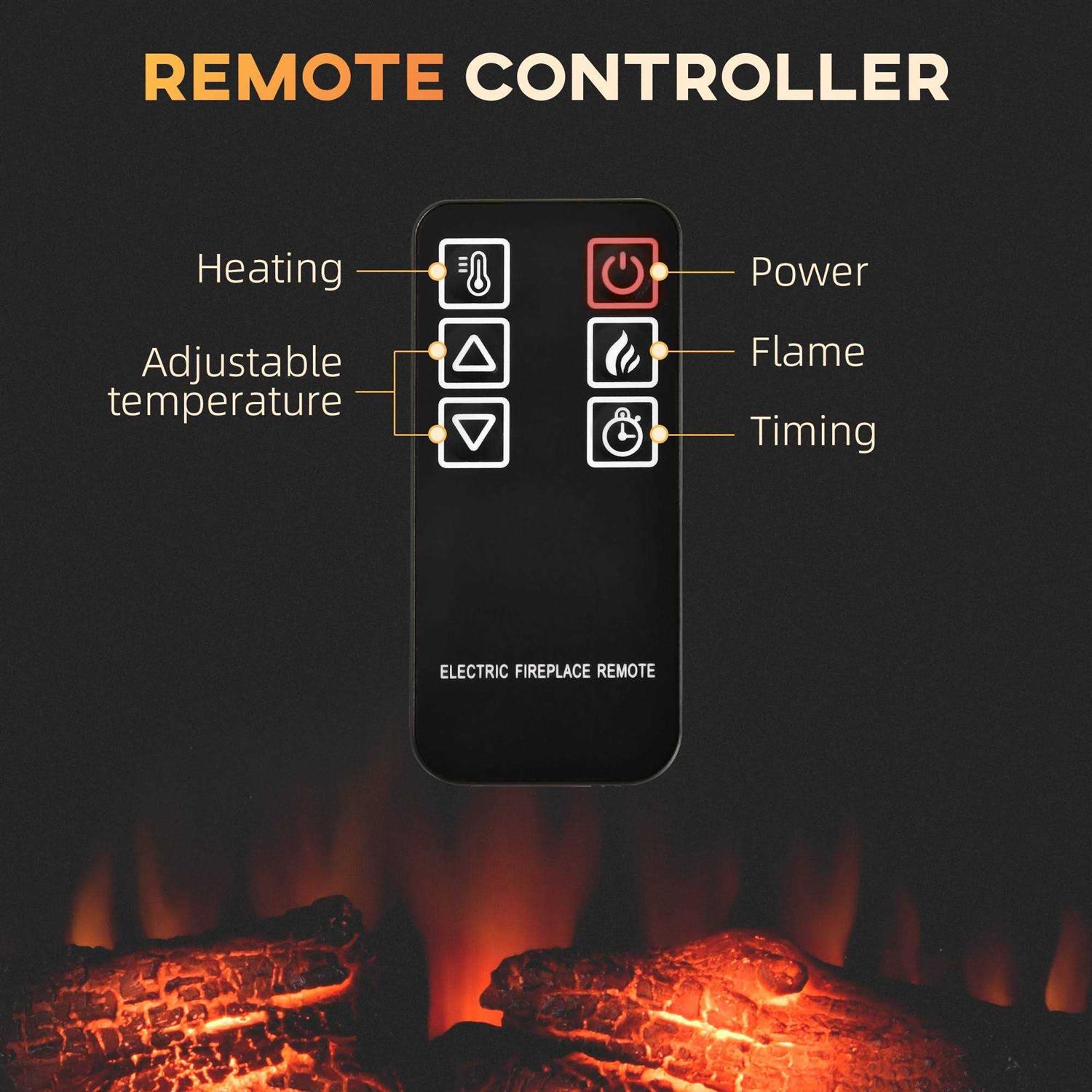 Homcom 27 Electric Fireplace Insert with Realistic Log Flame, Remote Control, and Adjustable Brightness