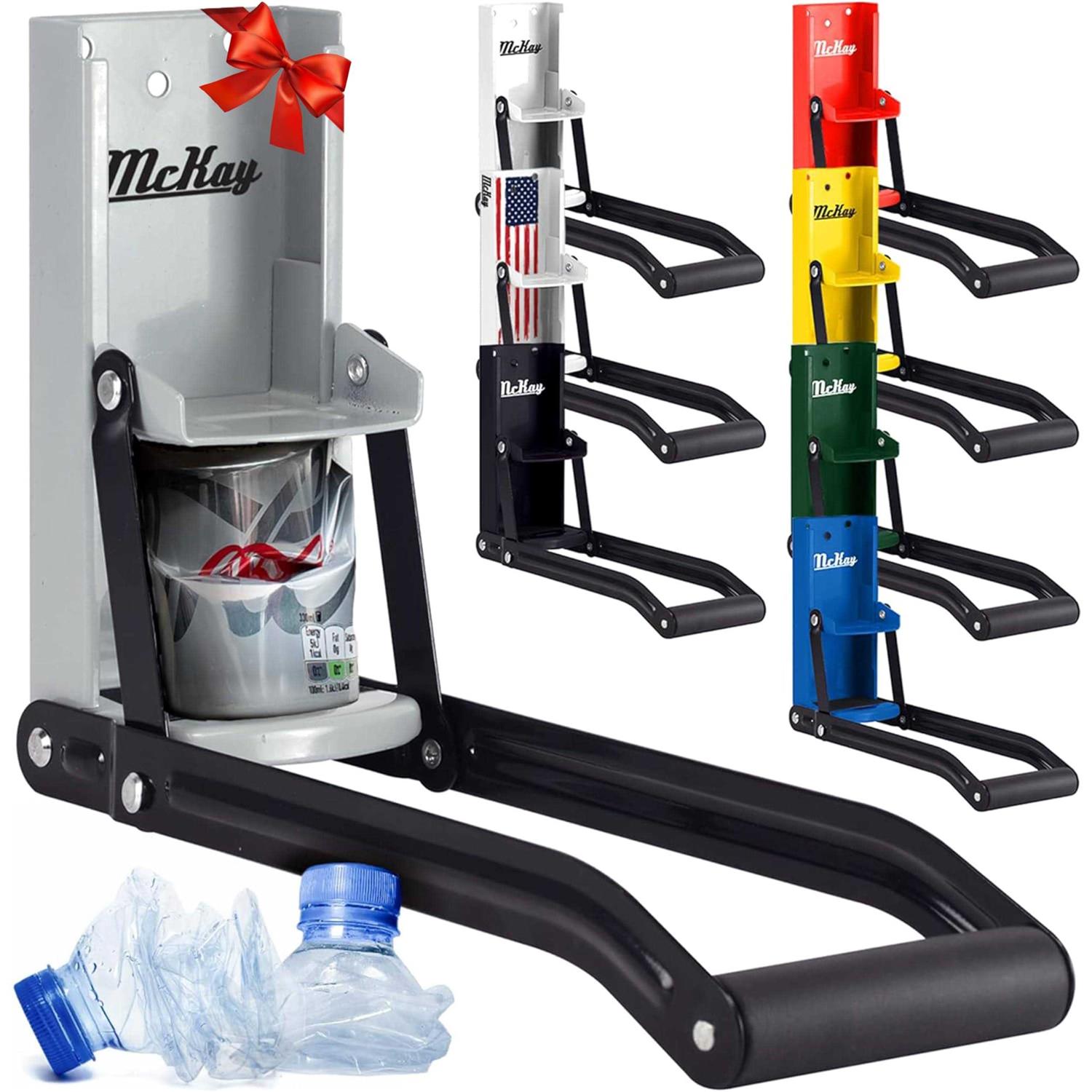 Mckay Metal Can Crusher, Heavy-Duty Wall-Mounted Smasher for Aluminum Seltzer, Soda, Beer Cans and Bottles for Recycling