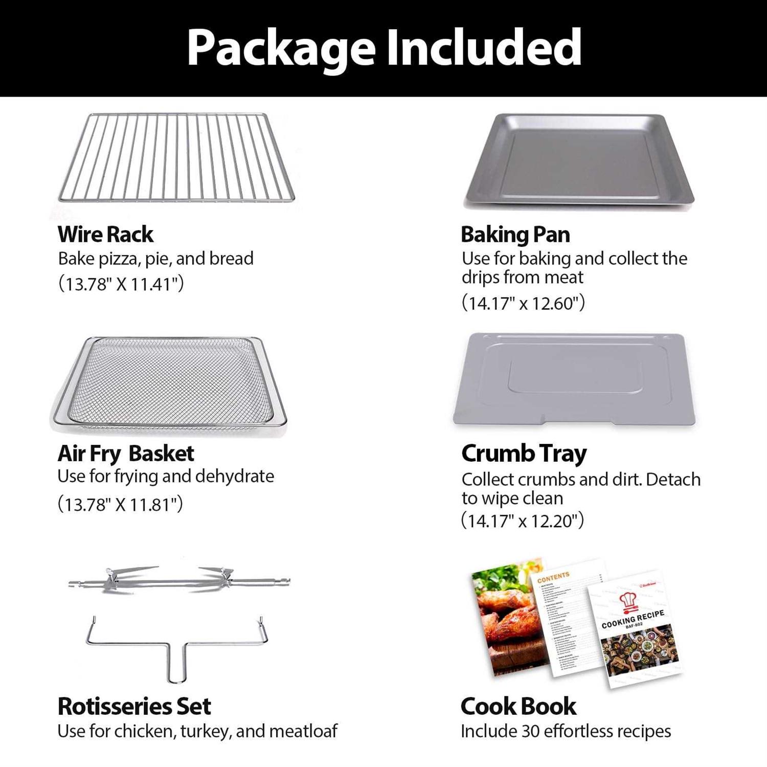 Beelicious 32QT Extra Large Air Fryer, 19-In-1 Air Fryer Toaster Oven Combo with Rotisserie and Dehydrator