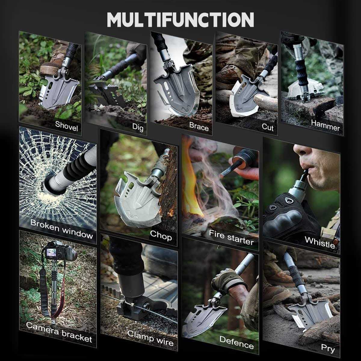 Zune Lotoo Tactical Shovel Axe Survival Multitool 29 in 1 Camping Shovel Folding Upgrade Sets