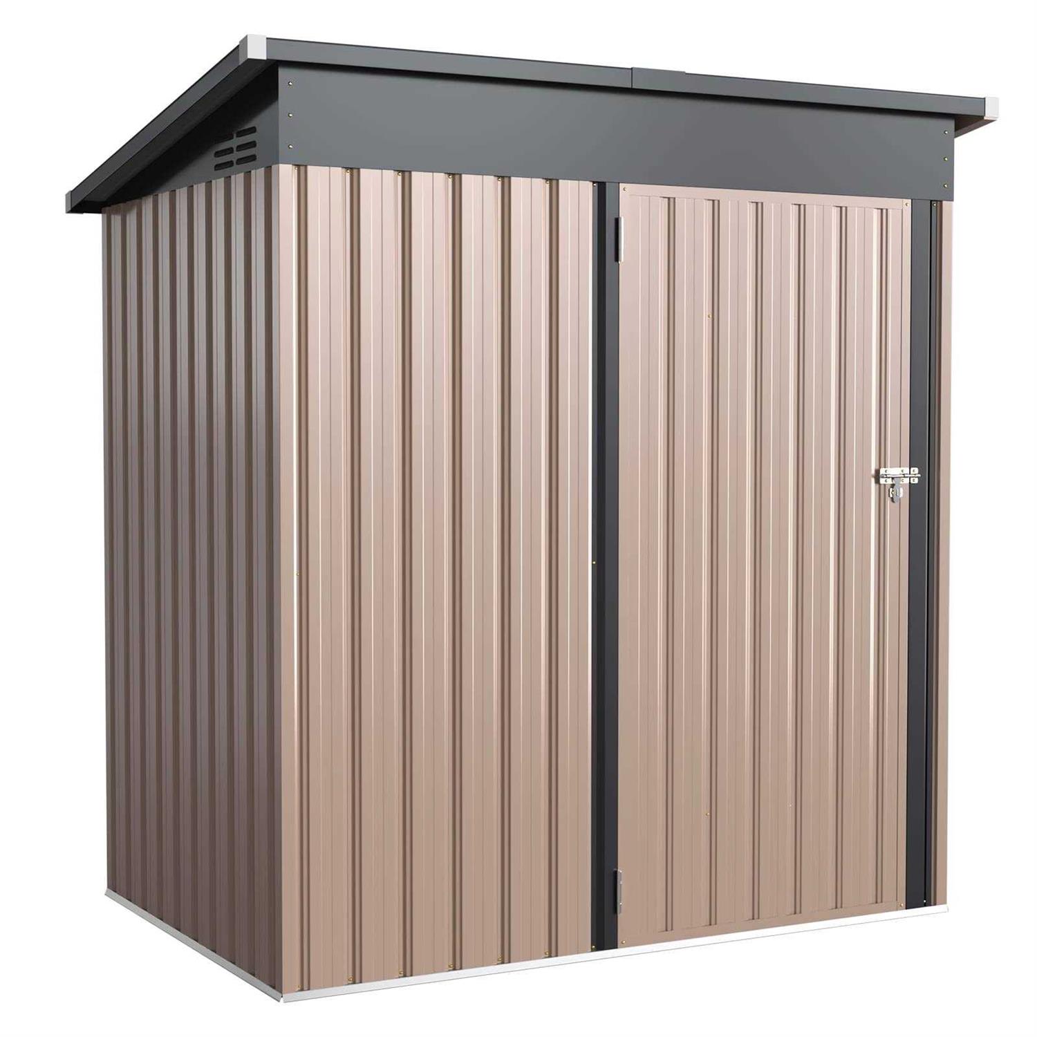 Yodolla 5 x 3 ft. Outdoor Metal Storage Shed with Sliding Roof & Lockable Door for Backyard