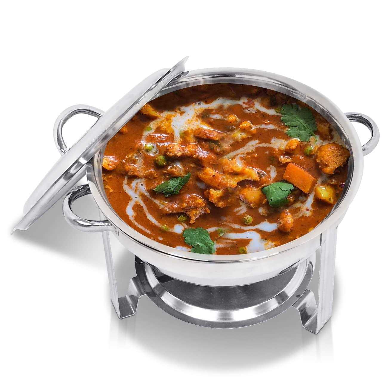 SUPER DEAL Upgraded 5 Qt Full Size Stainless Steel Chafing Dish Round Chafer Buffet Catering Warmer Set w/Food and Water Pan