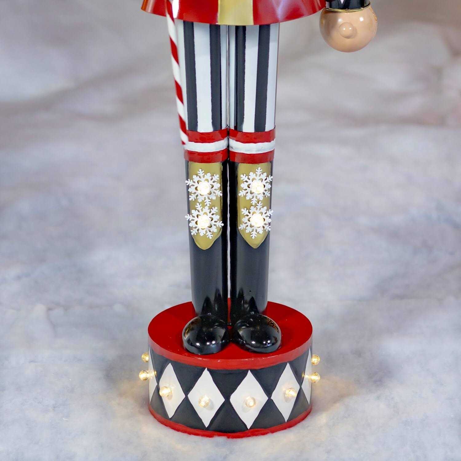 Large Iron Christmas Nutcracker Harry with Candy Cane & LED Lights