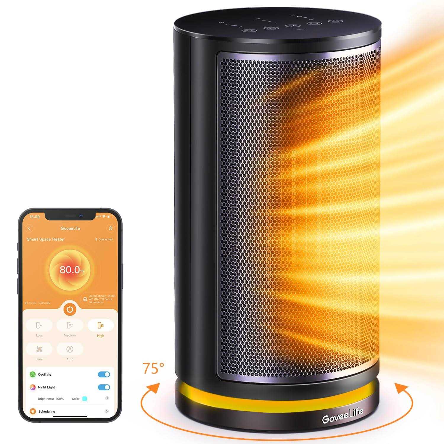GoveeLife Smart Space Heater Electric Space Heater with Thermostat Wi-Fi & Bluetooth App Control