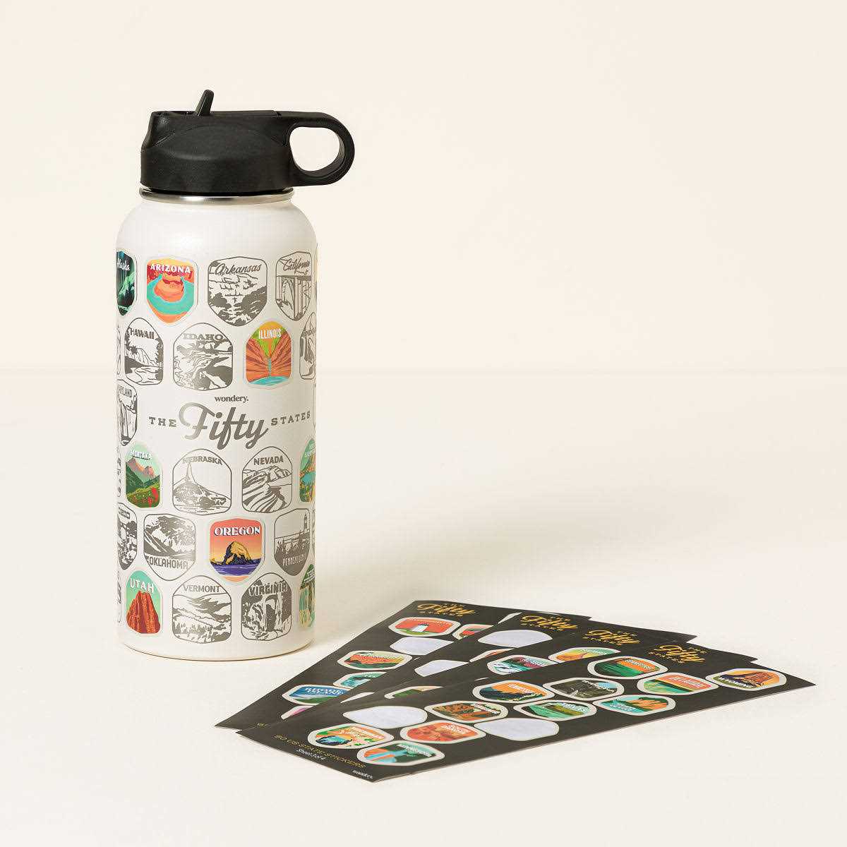 Wondery Fifty States Bucket List Travel Water Bottle