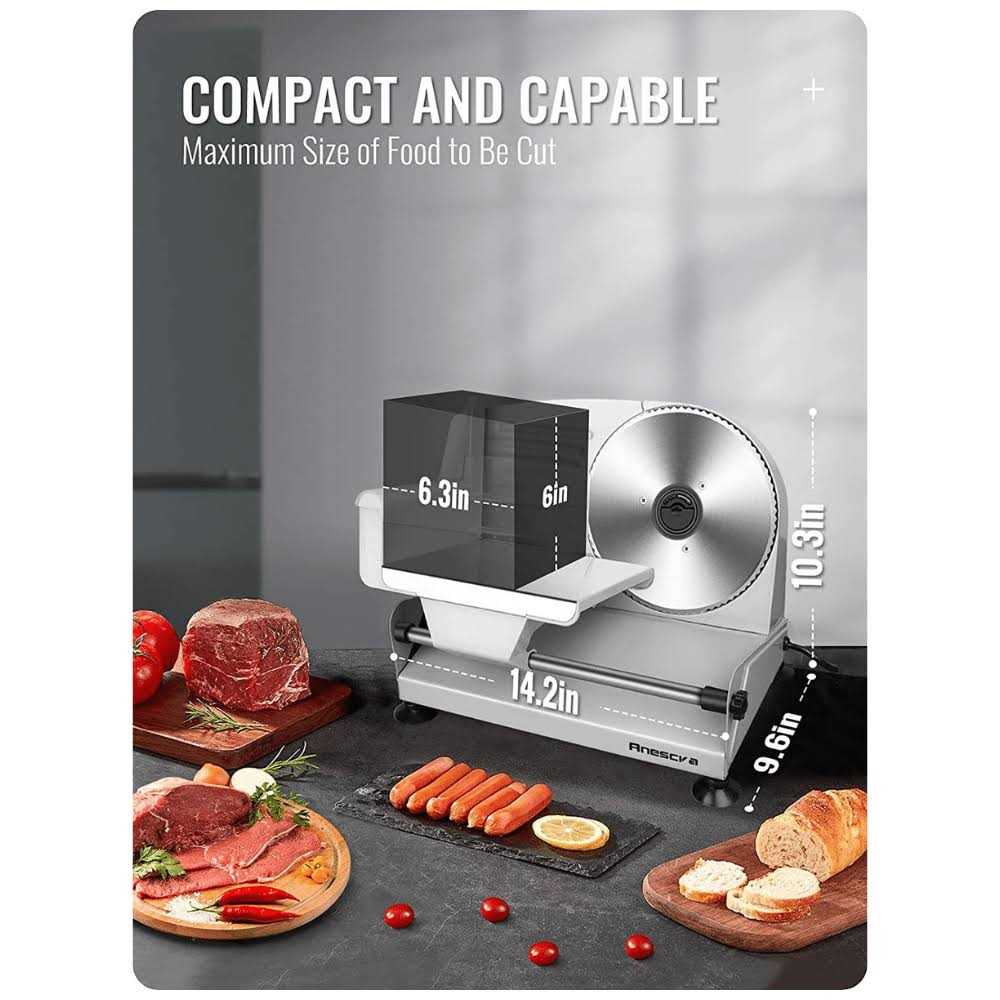 Meat Slicer, Anescra 200w Electric Deli Food Slicer with Two Removable 7.5 Stainless Steel Blades and Food Carriage