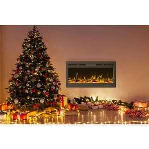 5440 BTU 36 in. Electric Fireplace Wall-Mount or Recessed 3-Color LED Flame with Touchscreen and Remote