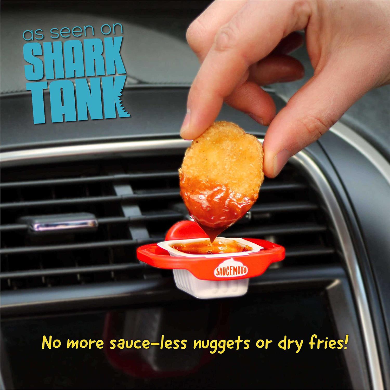 Saucemoto Dip Clip An in car sauce holder for ketchup and dipping sauces. As seen on Shark Tank
