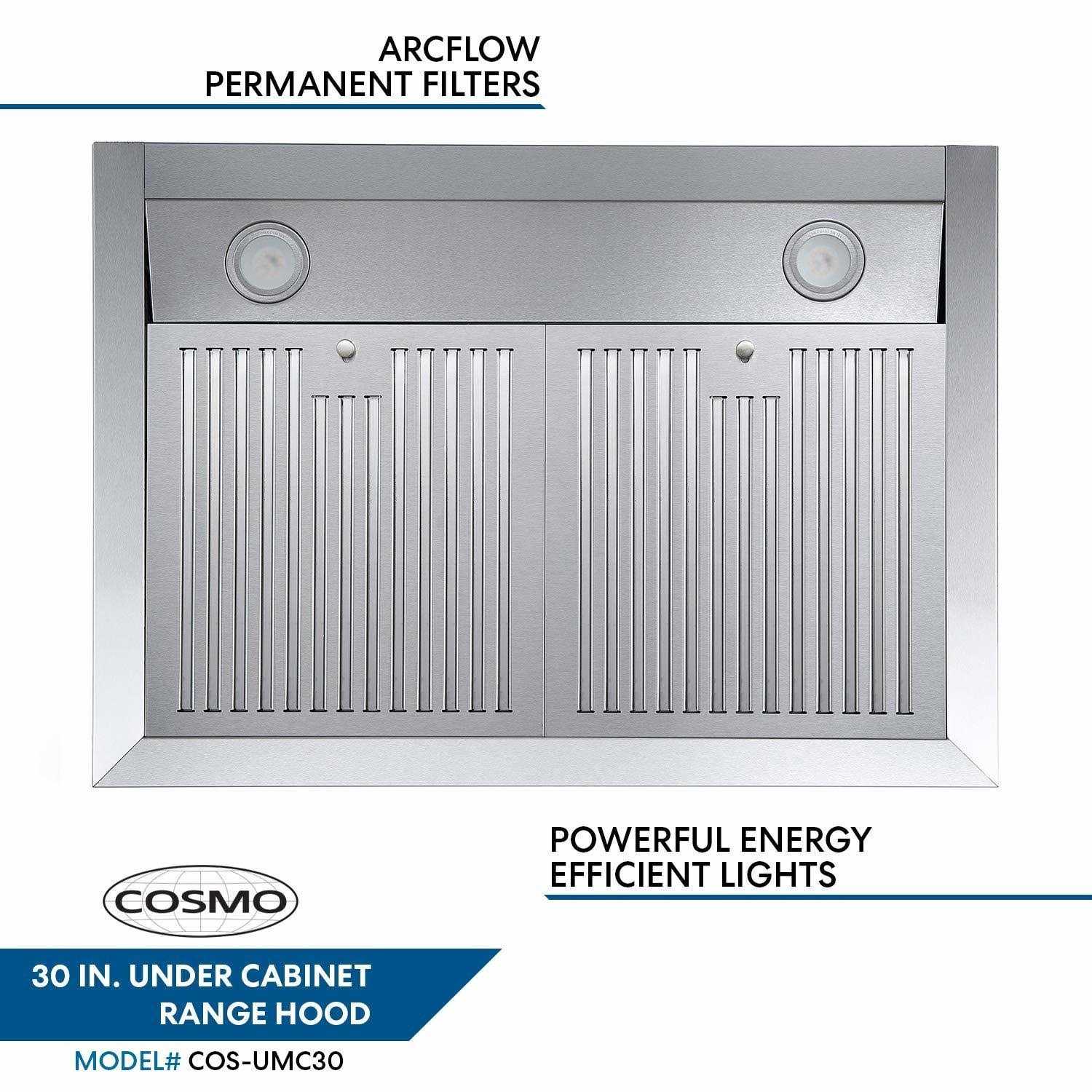 Cosmo UMC30 Ducted Under Cabinet Stainless Steel Range Hood