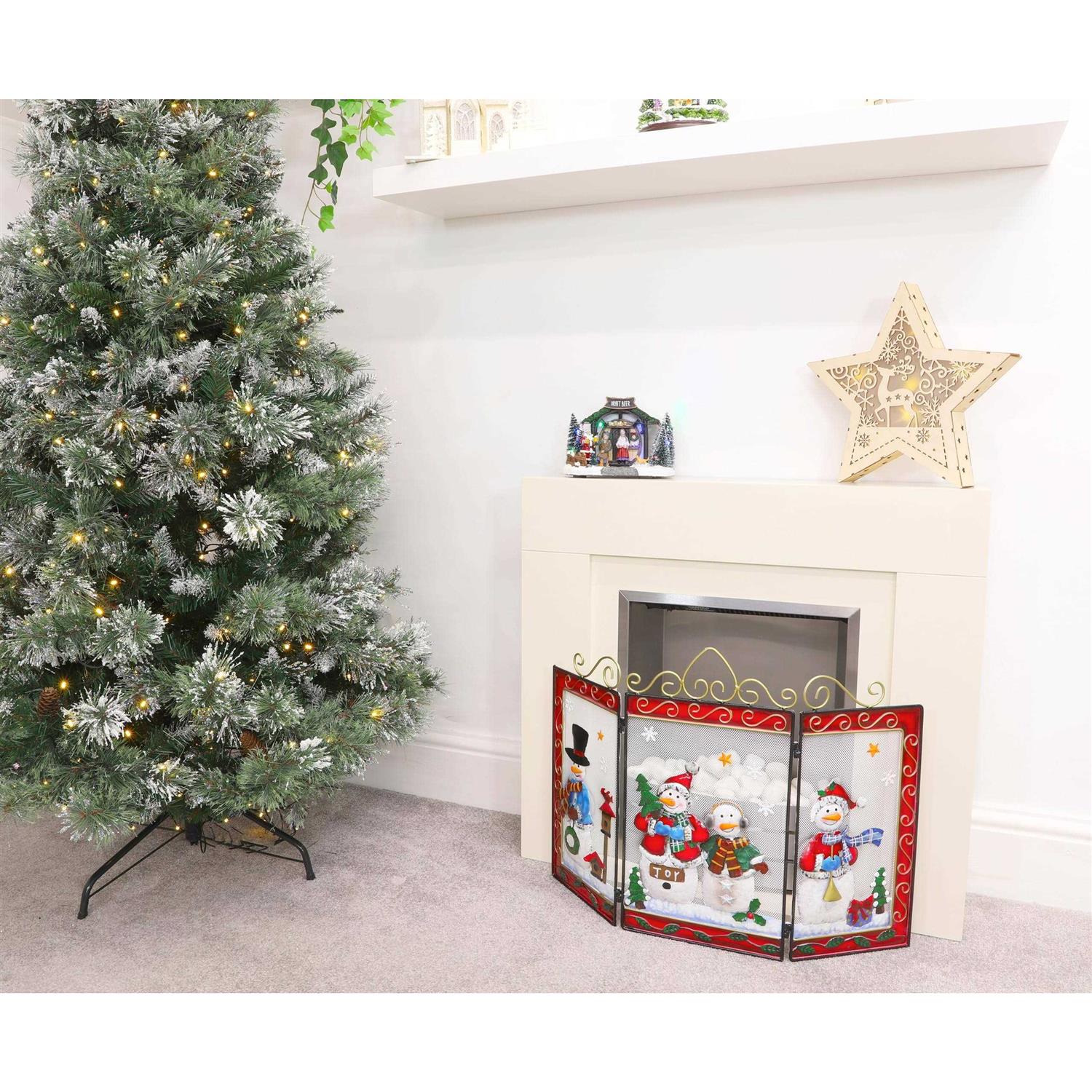 Christmas Concepts Christmas Santa/Snowman Metal Fire Screen