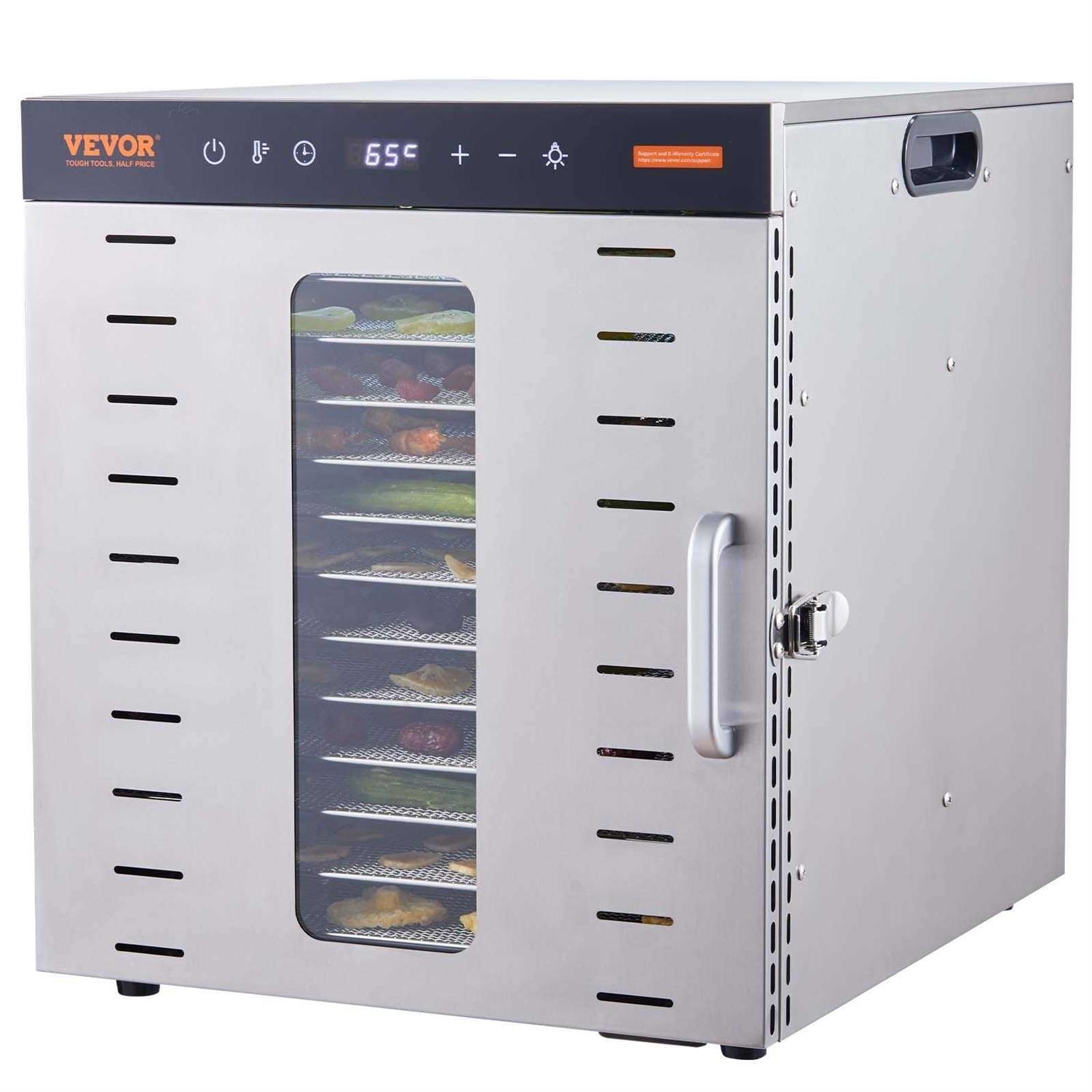 VEVOR Food Dehydrator Machine 10 Stainless Steel Trays 1000W Electric Food Dryer with Digital Adjustable Timer & Temperature for Jerky