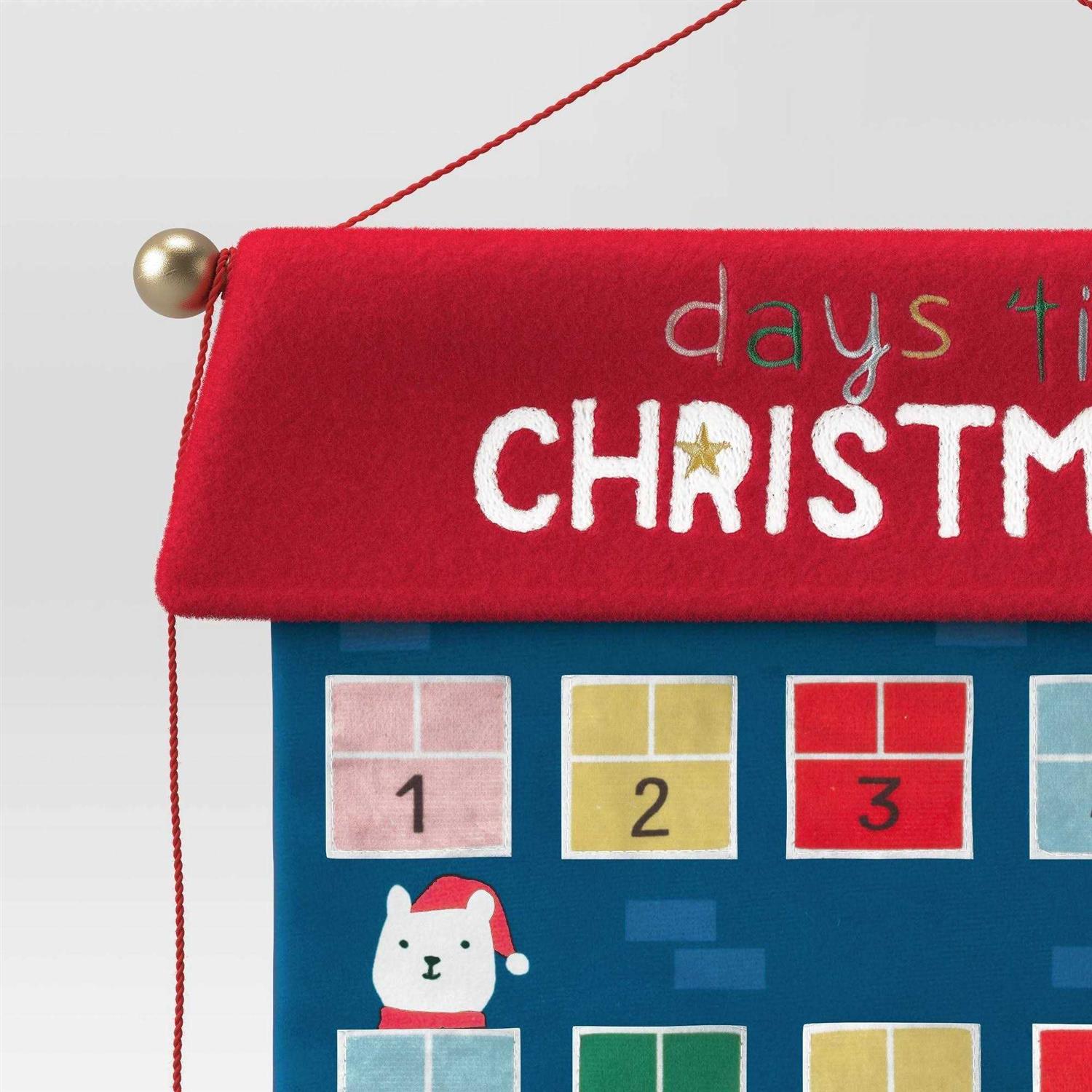 Wondershop 21 Fabric ‘Days ’til Christmas’ Hanging Advent Calendar Blue/Red