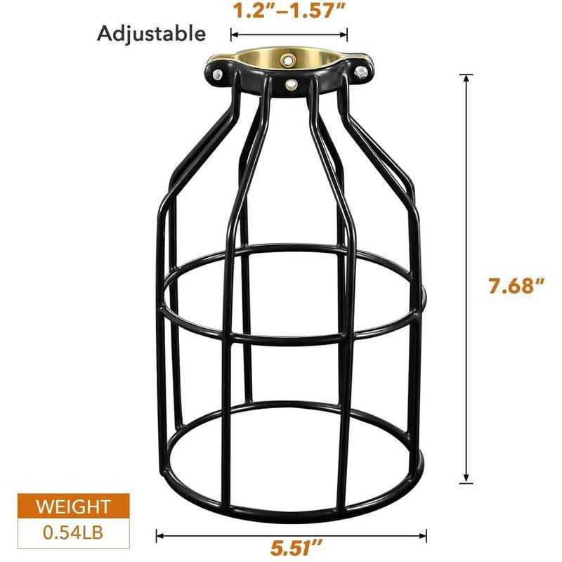 Simple Deluxe Adjustable Industrial Clamp on Metal Bulb Guard Cage for Pendant