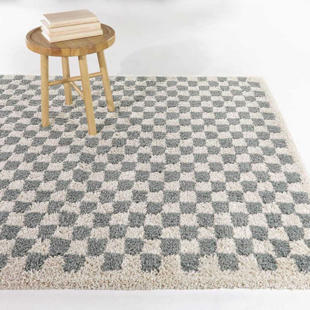 Walker Checkered Cream Shag Area Rug AllModern Rug