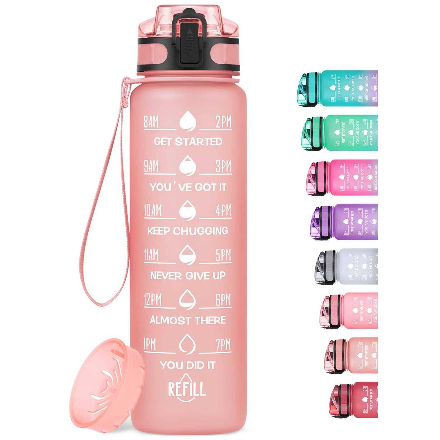 Meitagie 32oz Motivational Water Bottle with Time Marker Leak-proof BPA Free Bottle Strap