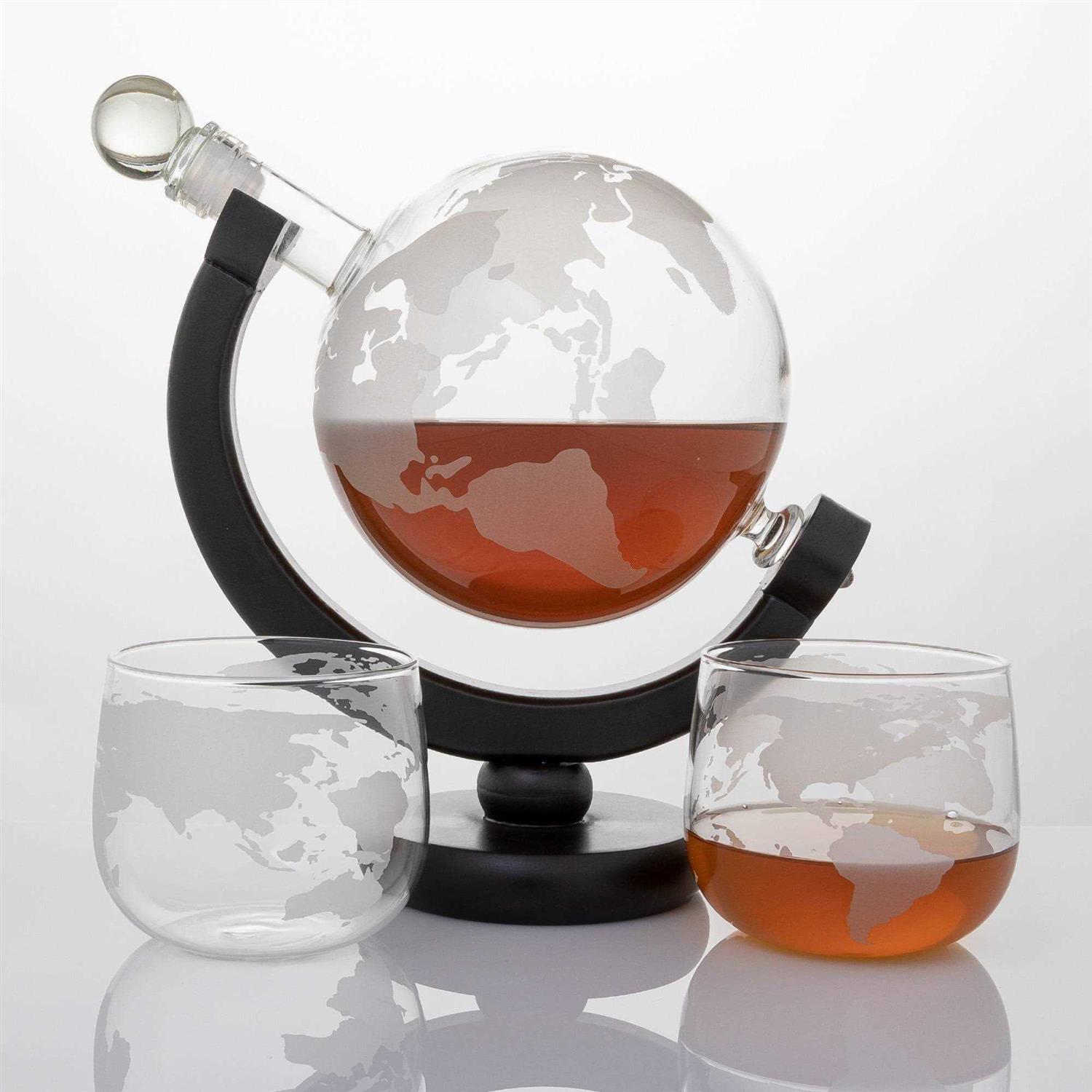 Hammer & Axe Globe-Shaped Whiskey Decanter Set