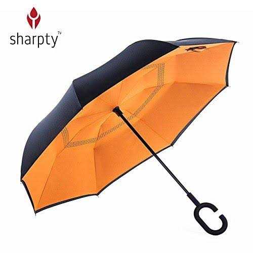 Sharpty Inverted Windproof Reverse Umbrella for Women with UV Protection