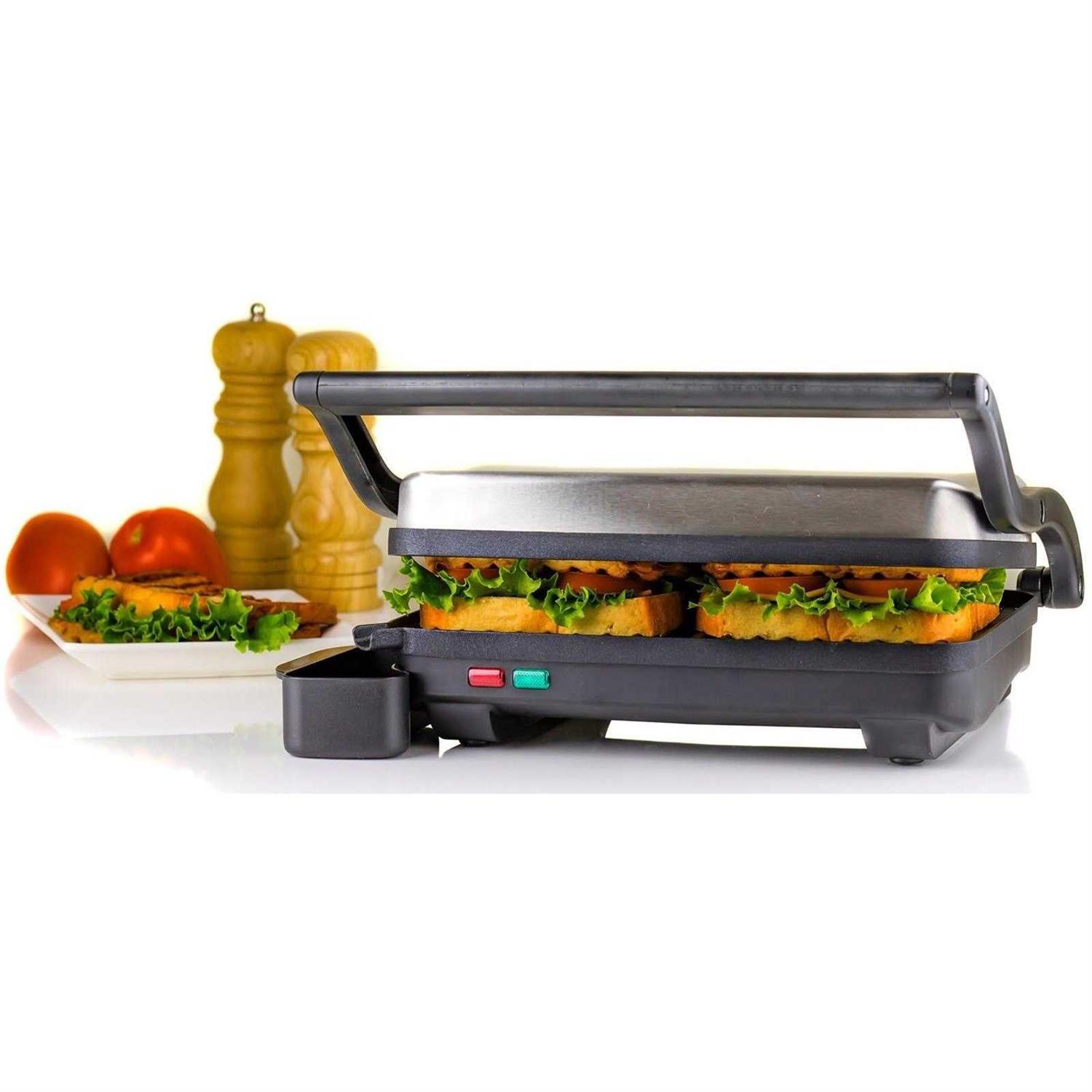 Ovente Electric Indoor Panini Press Grill with Non-Stick Cooking Plates