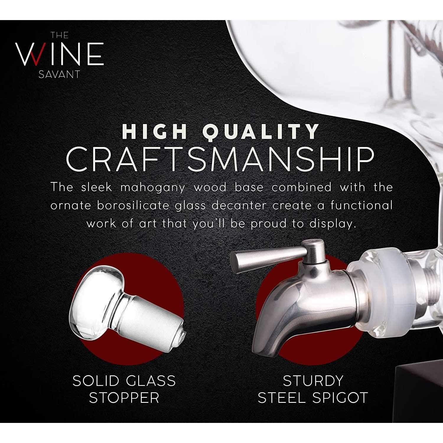 The Wine Savant Swordfish & Sailfish Wine &Whiskey Decanter Dispenser and 4 Liquor Glasses