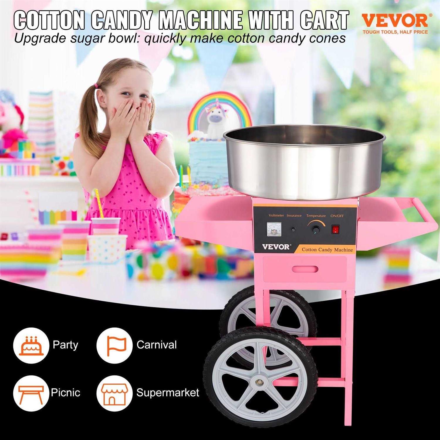 VEVOR 1000W Cotton Candy Machine with Cart