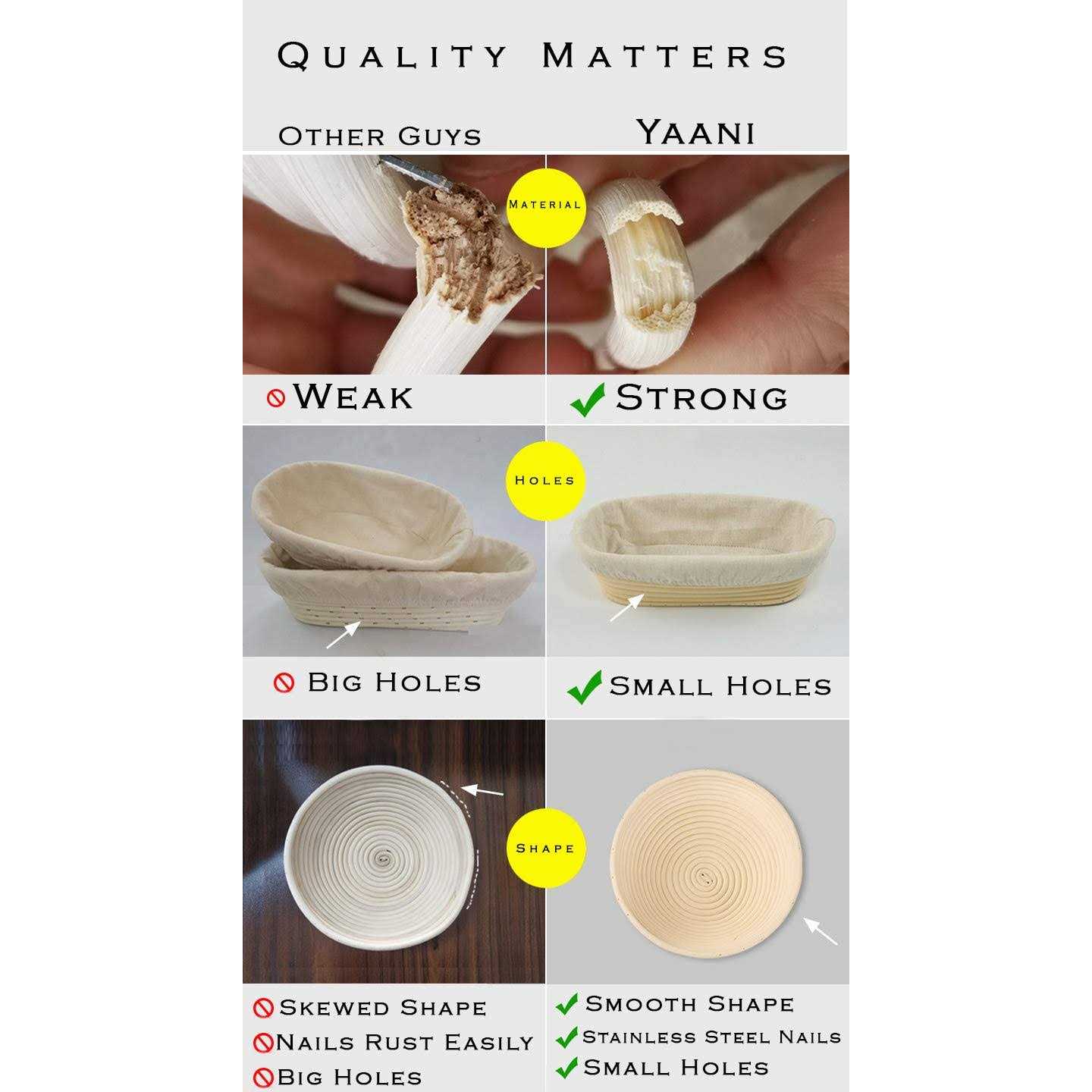 Bread Proofing Basket Set Of 2 Round and Oval Banneton Proofing Basket + Danish Dough Whisk + Bread Scoring Lame + Stainless Steel Dough Scraper +