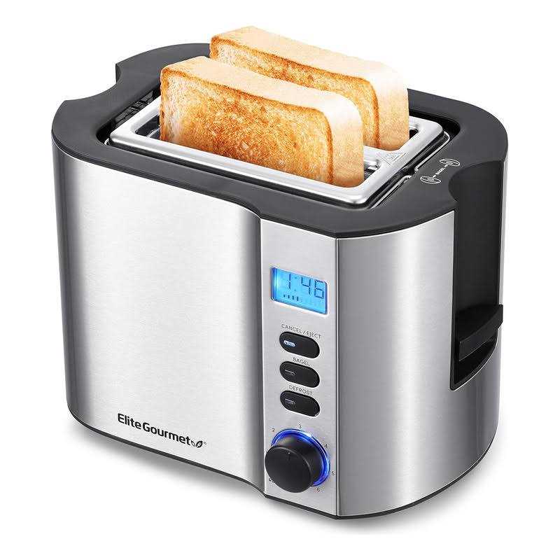 Elite Gourmet Stainless Steel 2-Slice LCD Toaster