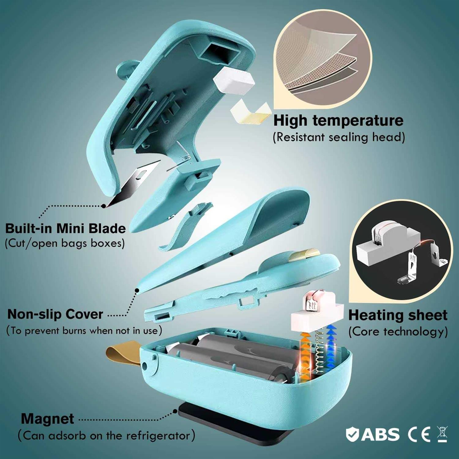 TYHJOY Mini Chip Bag Sealer, Handheld Heat Vacuum Sealer and Cutter