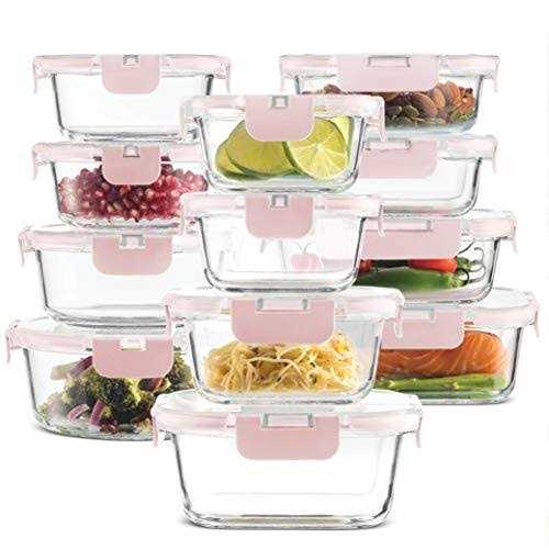 FineDine 24-piece Superior Glass Food Storage Containers Set Newly Innovated Hinged BPA-free Locking lids