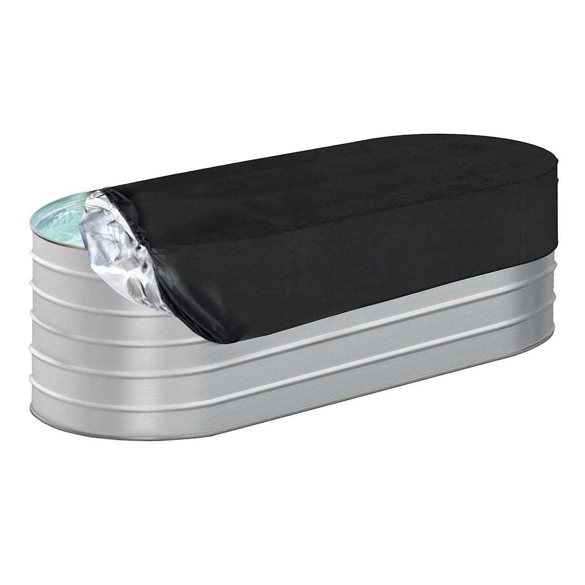 4ft Waterpoof Oval Stock Tank Pool Cover rubermaid Horse Trough Cold Plunge Tub for Farm Water Tank Cover Outdoor Ice Bath Tub Covers Protector