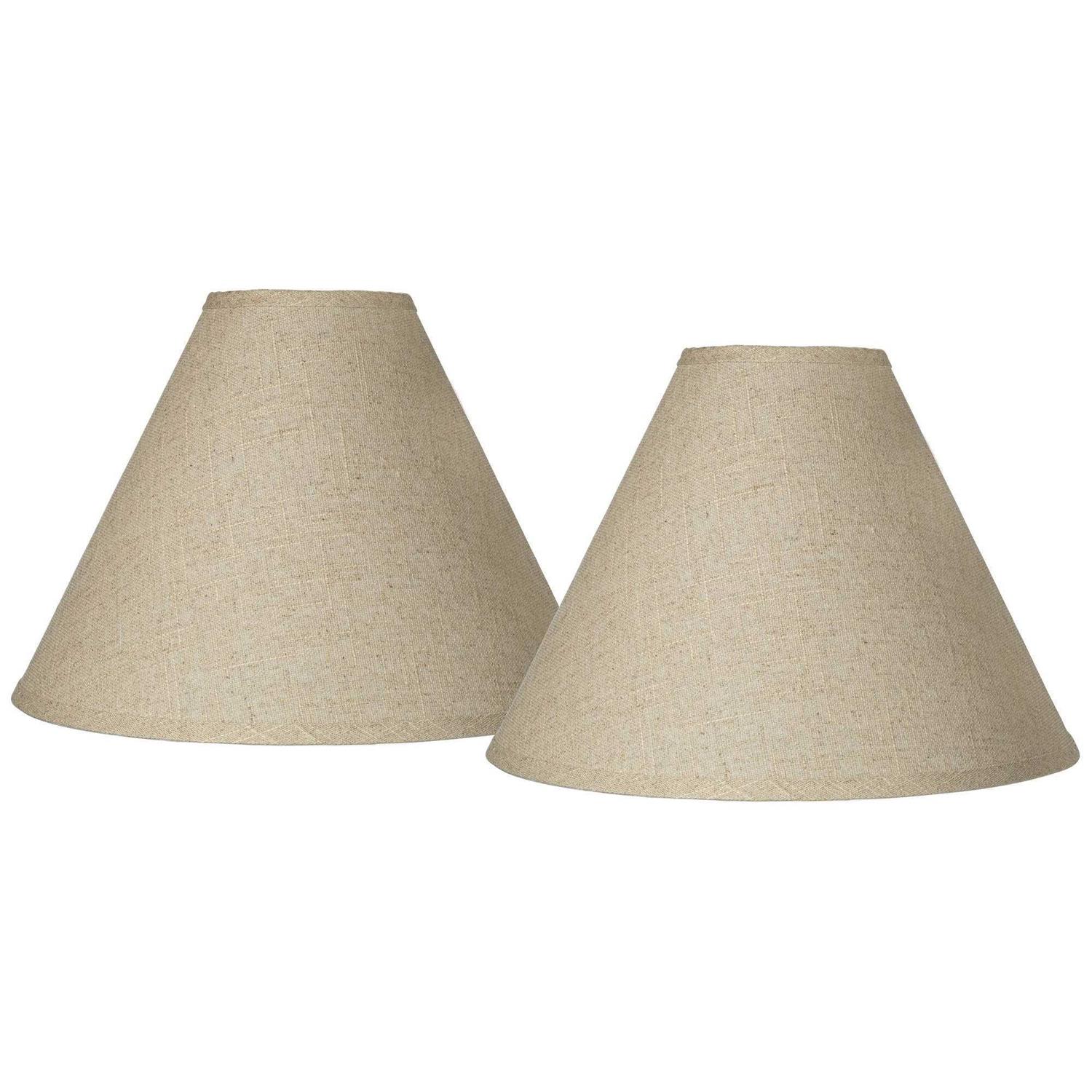 Springcrest Set of 2 Empire Lamp Shades Fine Burlap Top x Bottom x Spider Replacement Harp Finial Fitting