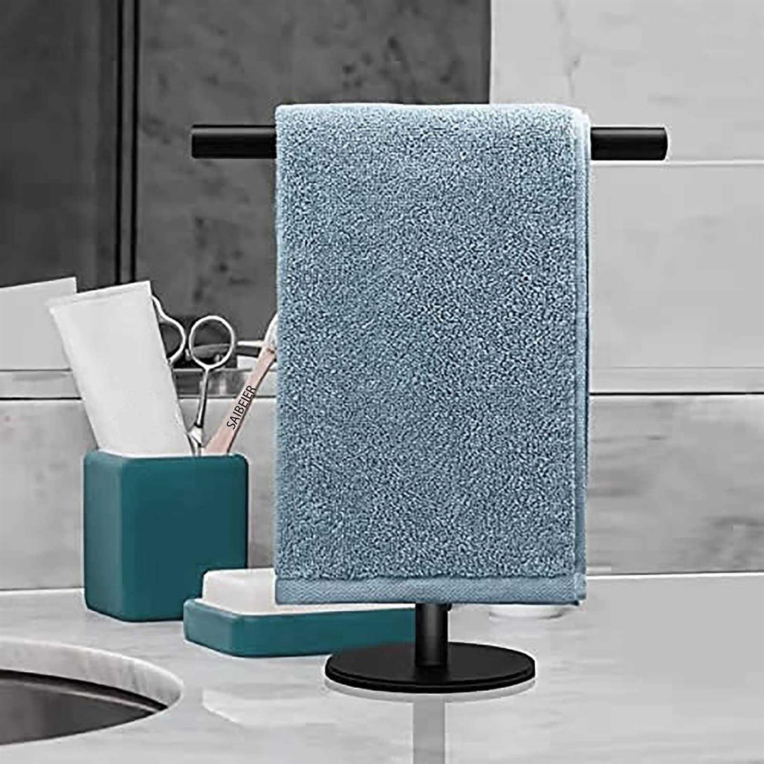 zgelin hand towel holder stand for bathroom vanity countertop matte black t-shape towel bar rack stand towel bar for bathroom Kitchen